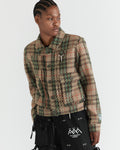 Women - Knit Plaid Wool Trucker Jacket - 2