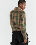 Women - Knit Plaid Wool Trucker Jacket - 3
