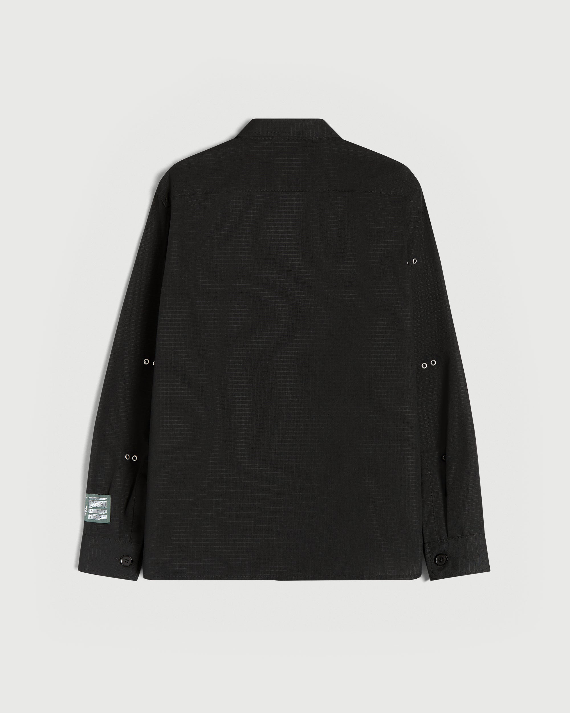 Modular Pocket Cotton Ripstop Button Down Shirt in Black