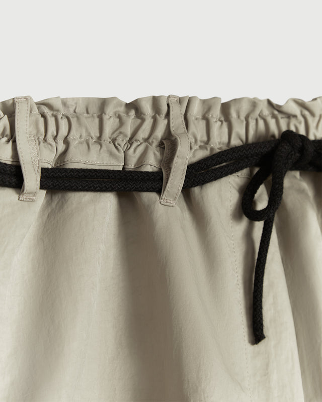 Nylon Gathered Waist Trouser in Stone