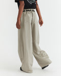 Women - Nylon Gathered Waist Trouser - Stone - 3