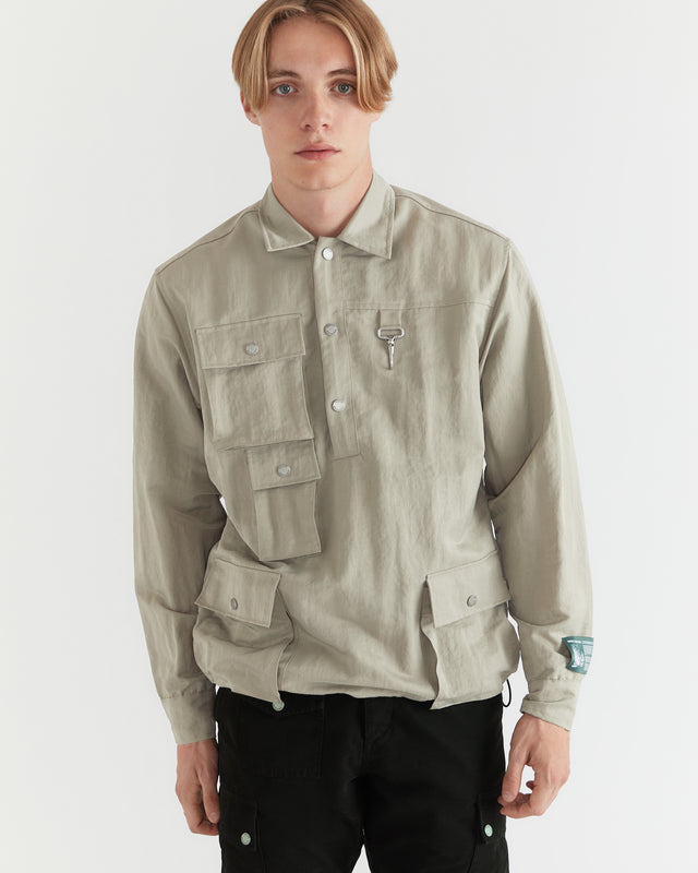 Men - Nylon Cargo Pullover Shirt - Stone - 2