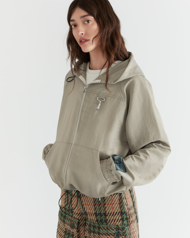 Women - Nylon Hooded Jacket - Stone - 2