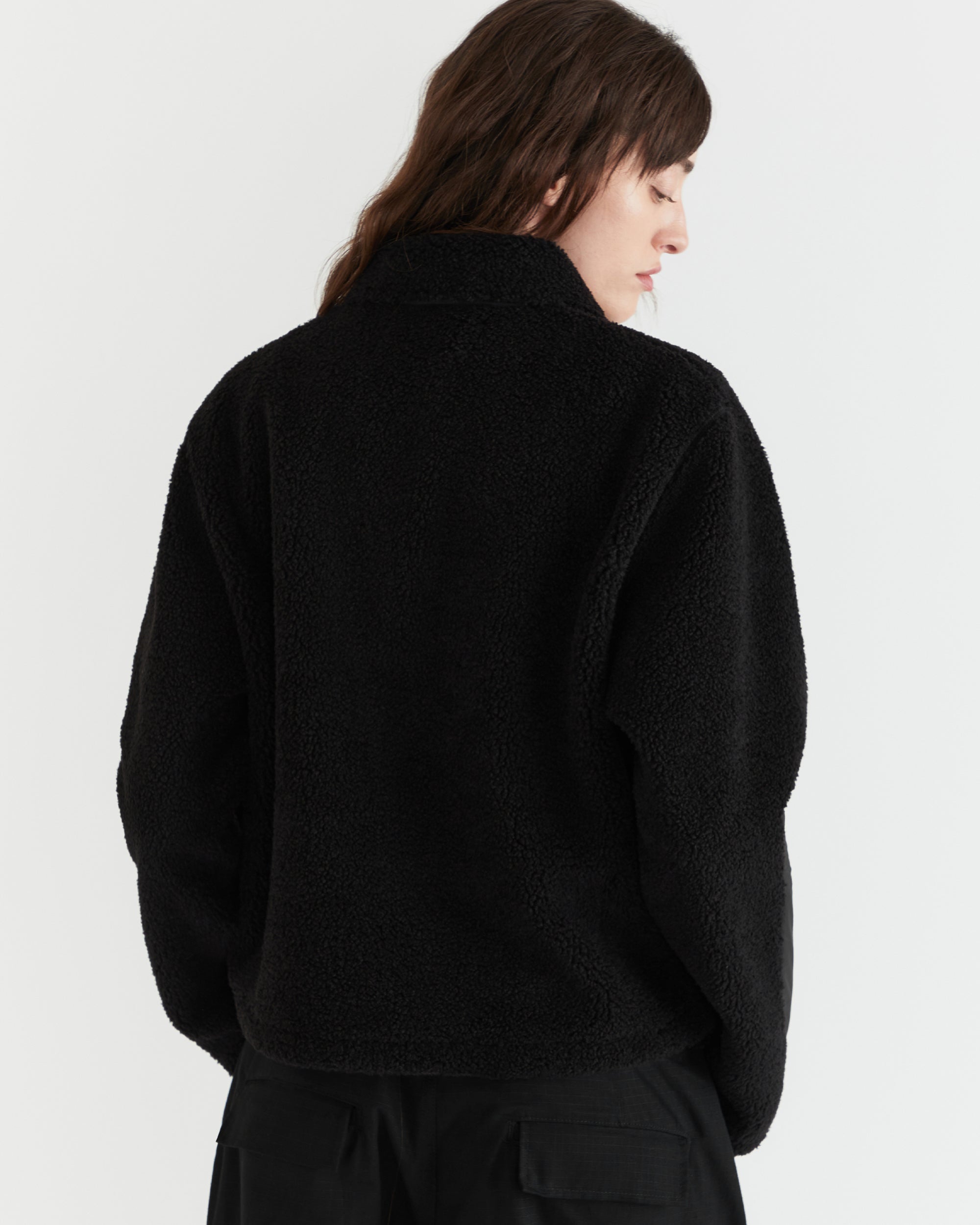Women - Sherpa Fleece Pullover - Black - 3