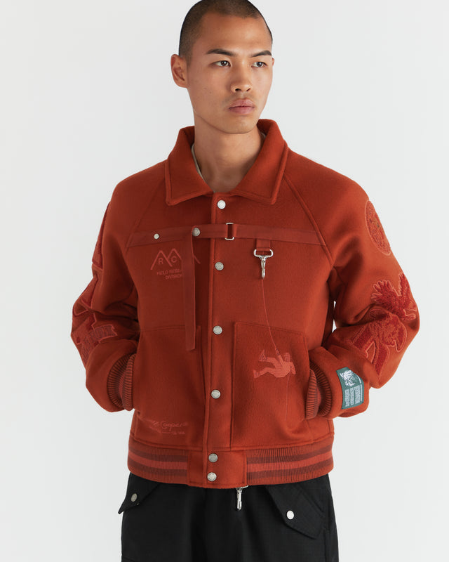 Men - Research Division Wool Varsity Jacket - Burnt Orange - 2