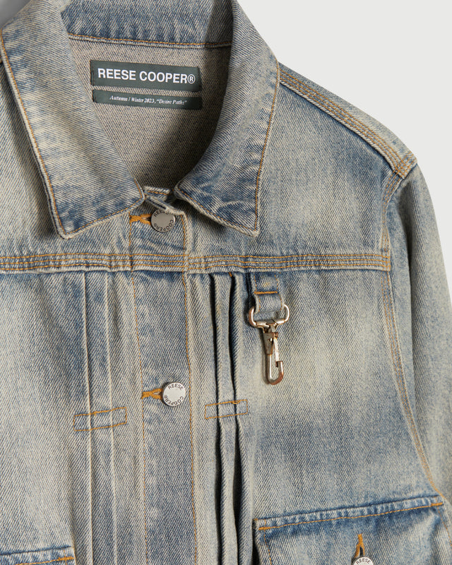 Reese COOPER® Raw Denim Trucker Jacket in Indigo S