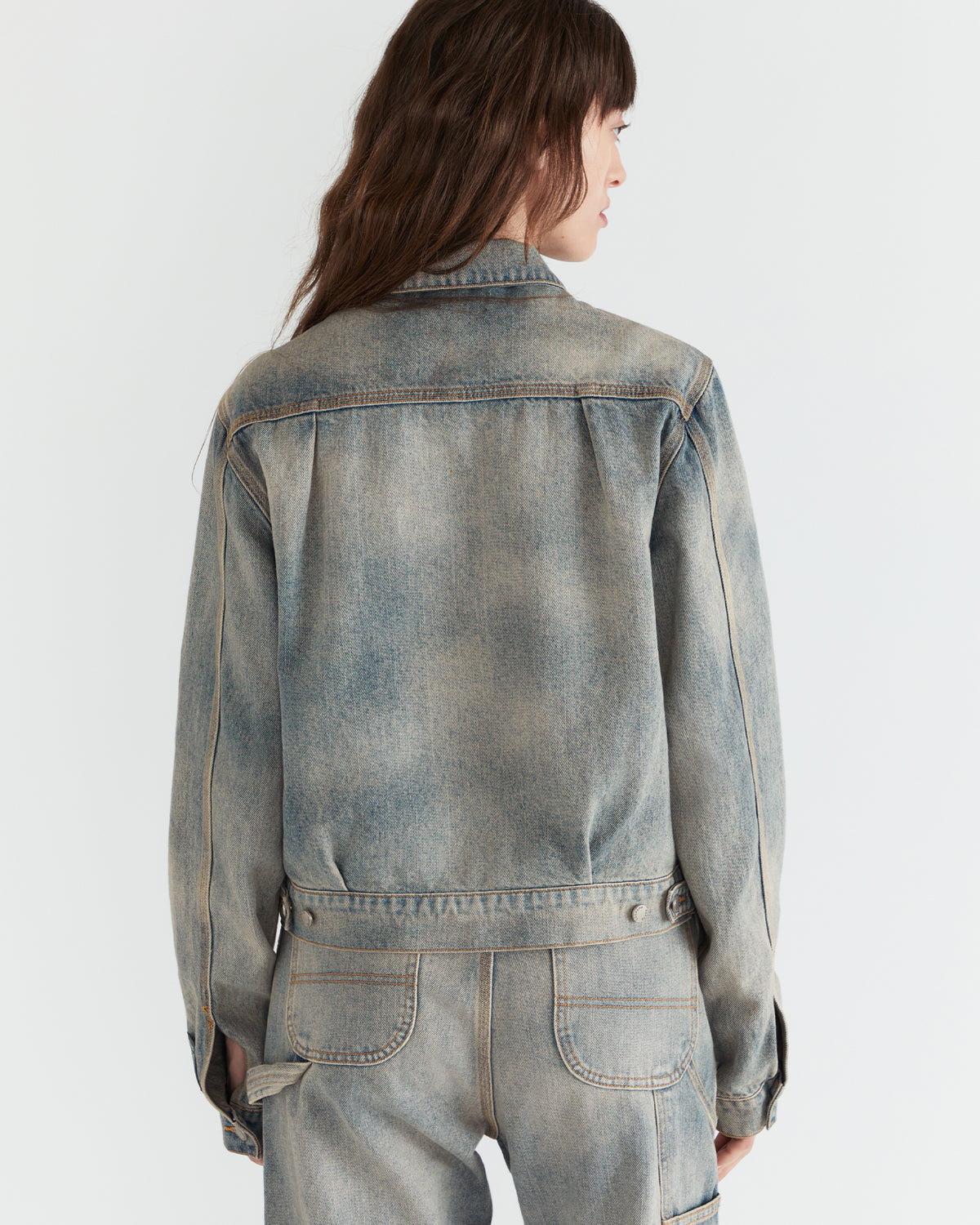 Women - Washed Denim Trucker Jacket - 3