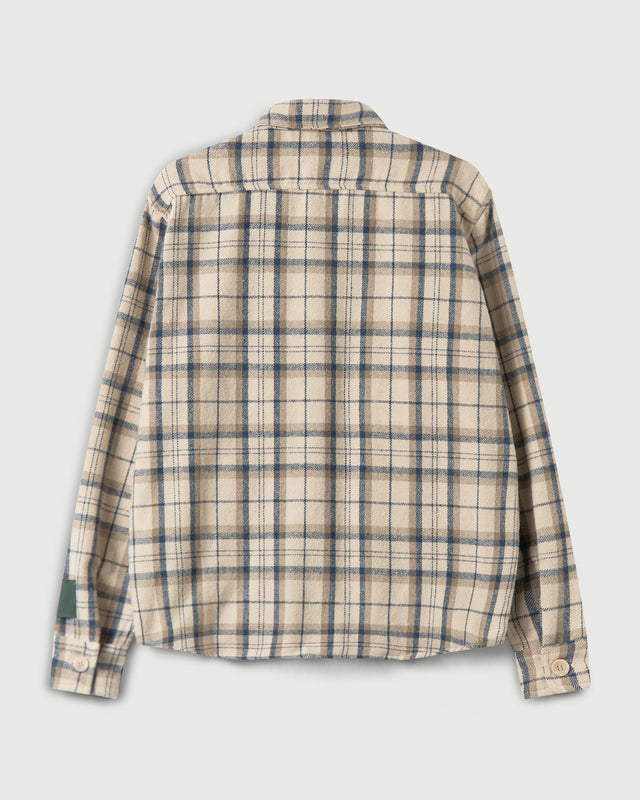 Cargo Pocket Flannel Shirt in Cream