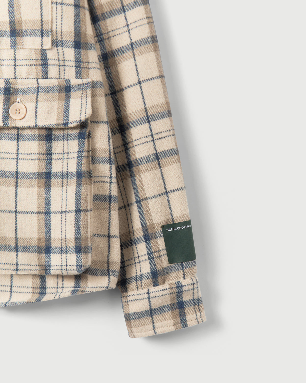 Cargo Pocket Flannel Shirt in Cream