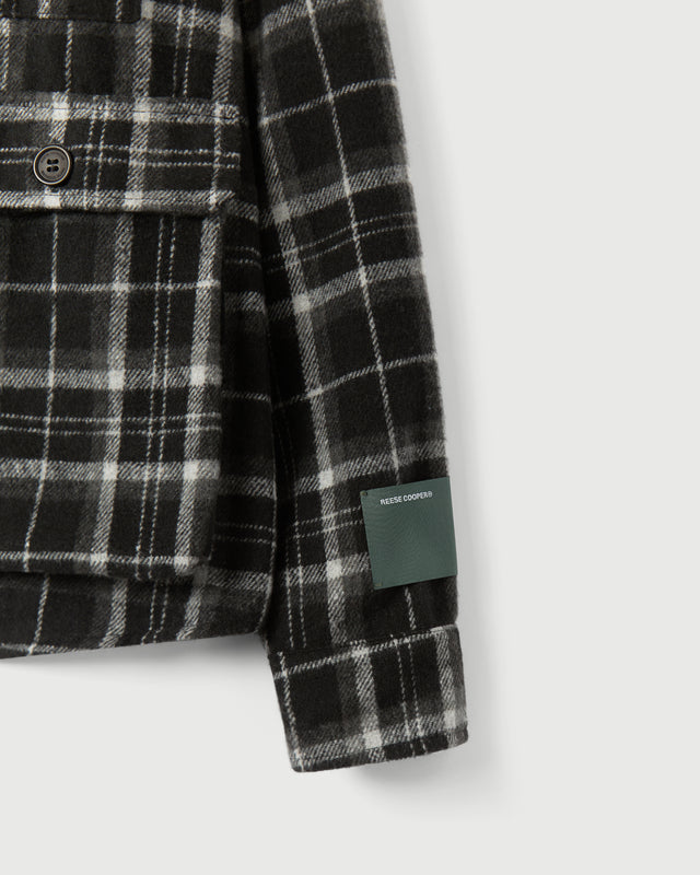 Cargo Pocket Flannel Shirt in Black