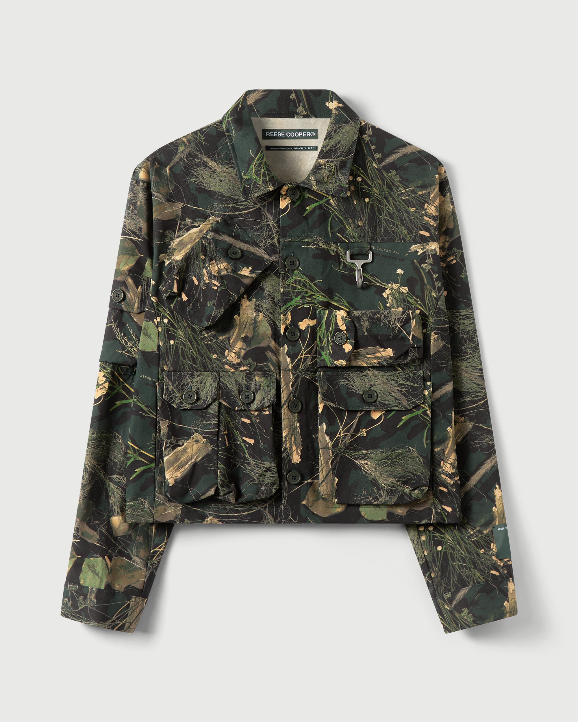 Cargo Pocket Jacket in Camo Cotton Twill