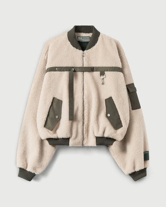 Bomber Jacket in Cream Sherpa Fleece – REESE COOPER®