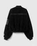 Bomber Jacket in Black Sherpa Fleece