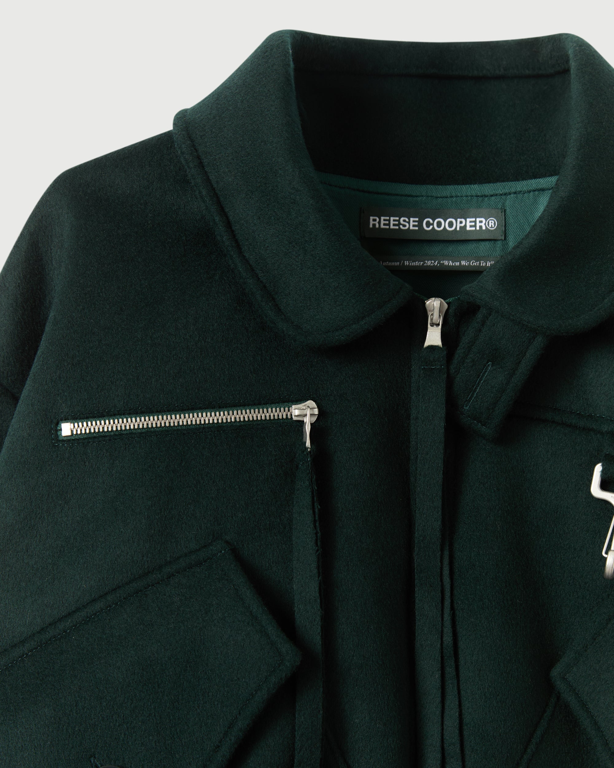 Storm Flap Jacket in Forest Green Merino Wool