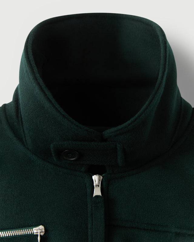 Storm Flap Jacket in Forest Green Merino Wool