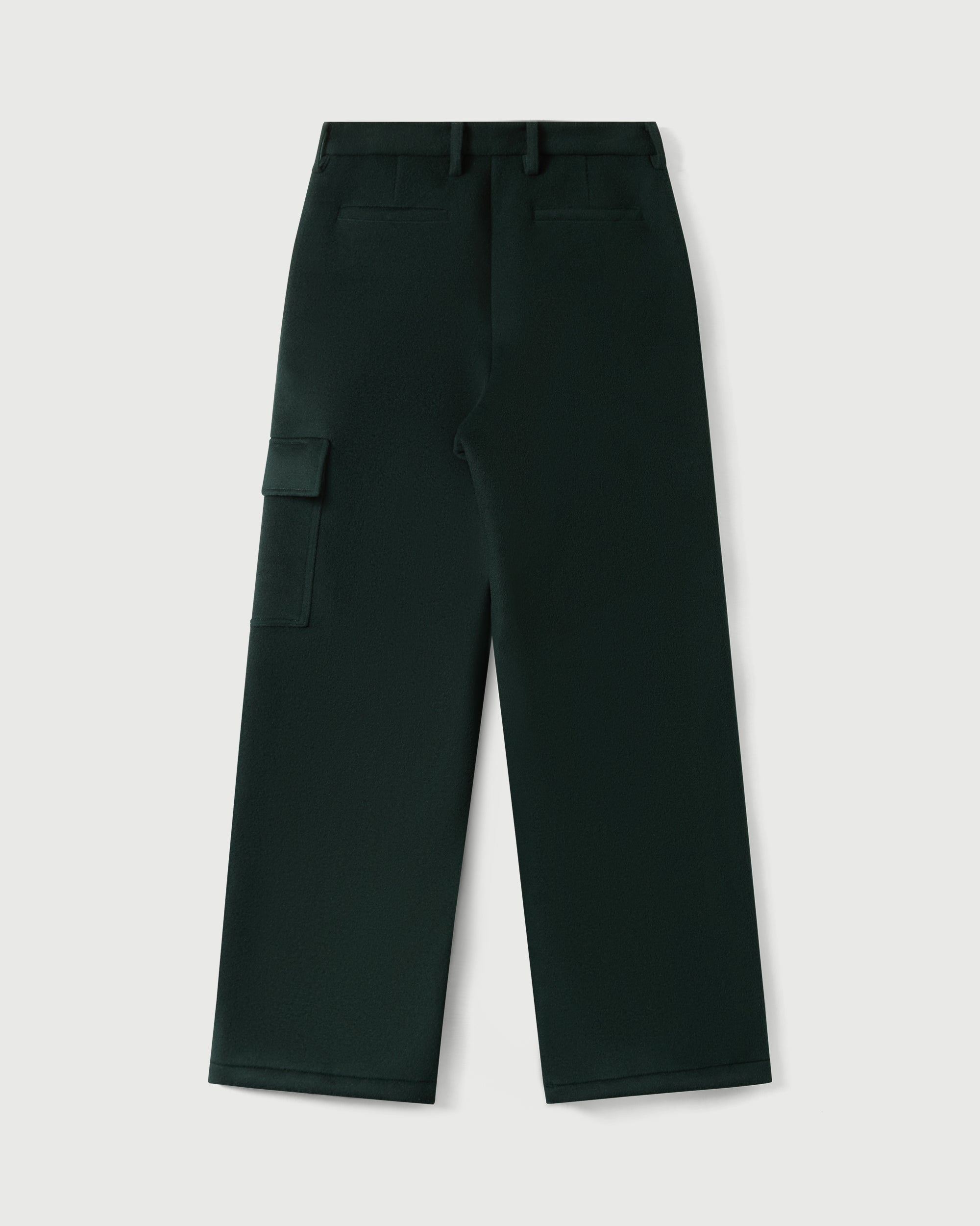 Pleated Cargo Trouser in Forest Green Merino Wool