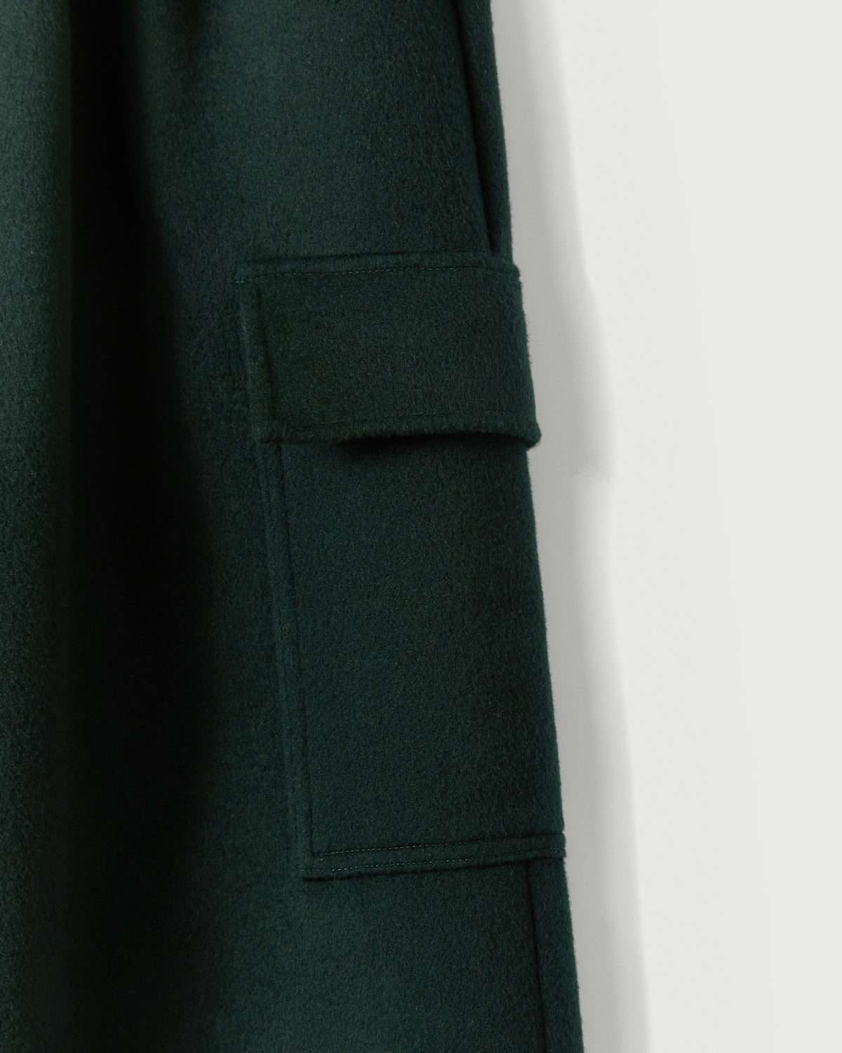 Pleated Cargo Trouser in Forest Green Merino Wool