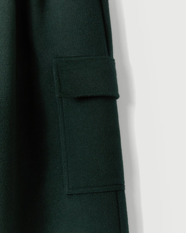 Pleated Cargo Trouser in Forest Green Merino Wool