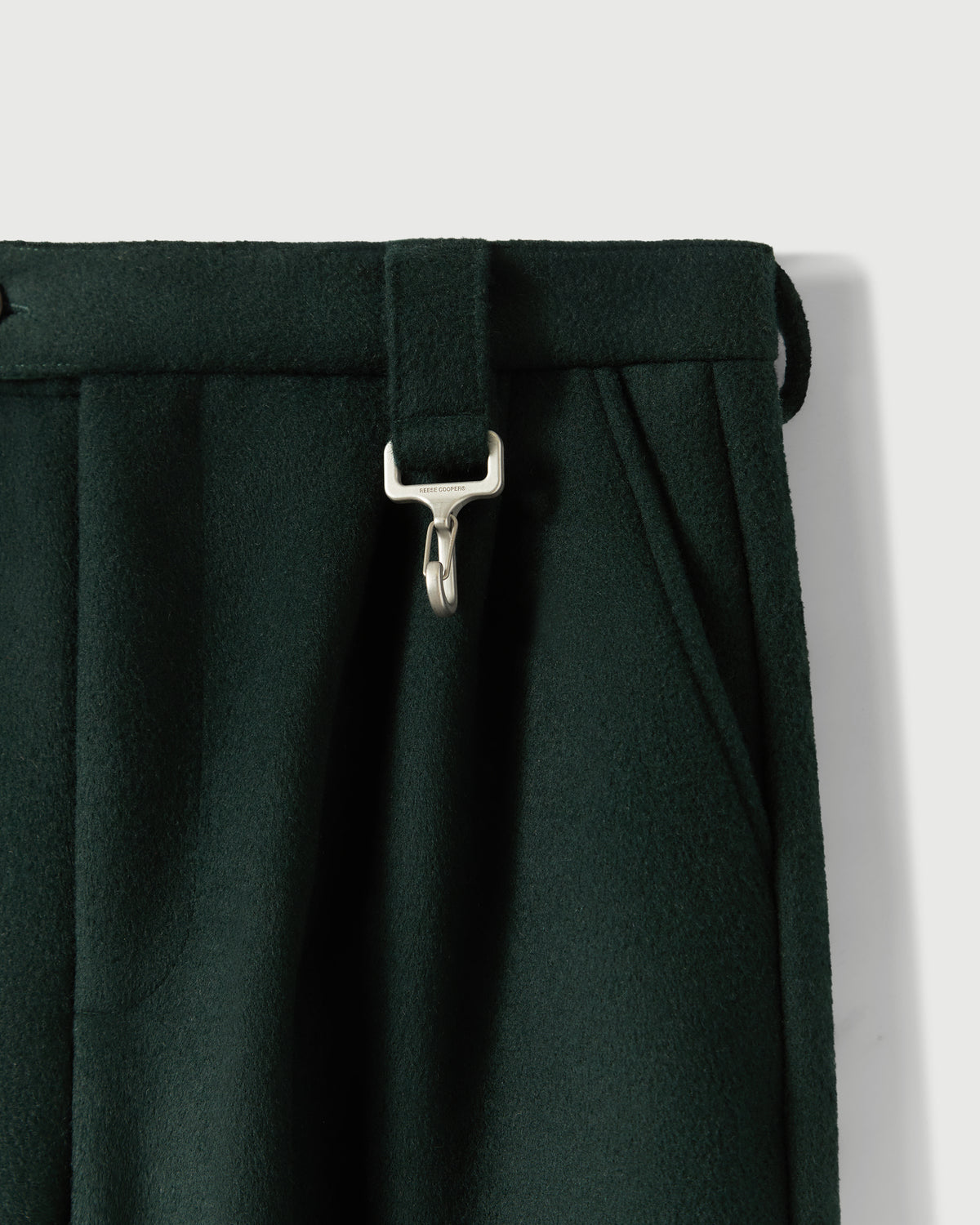 Pleated Cargo Trouser in Forest Green Merino Wool