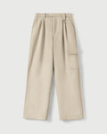 Pleated Cargo Trouser in Cream Merino Wool