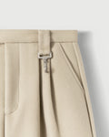 Pleated Cargo Trouser in Cream Merino Wool