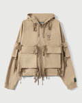 Modular Pocket Hooded Jacket in Khaki Cotton Ripstop