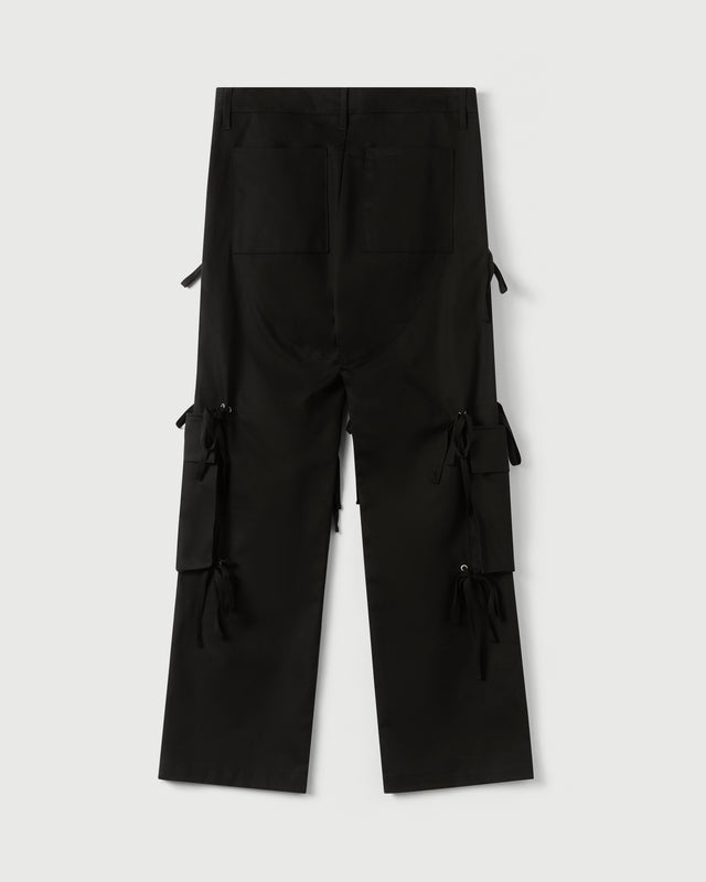 Modular Pocket Cargo Pant in Black Cotton Twill