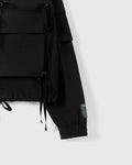 Modular Pocket Hooded Jacket in Black Cotton Ripstop