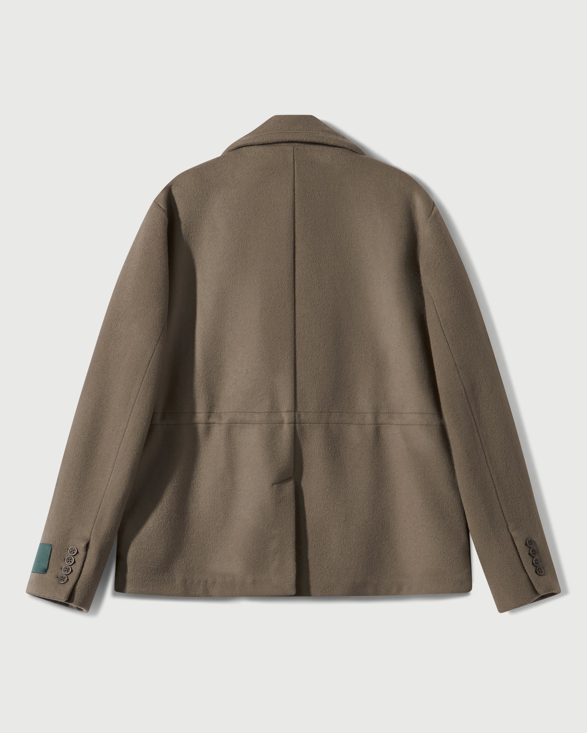 Merino Wool Double Breasted Blazer in Warm Grey