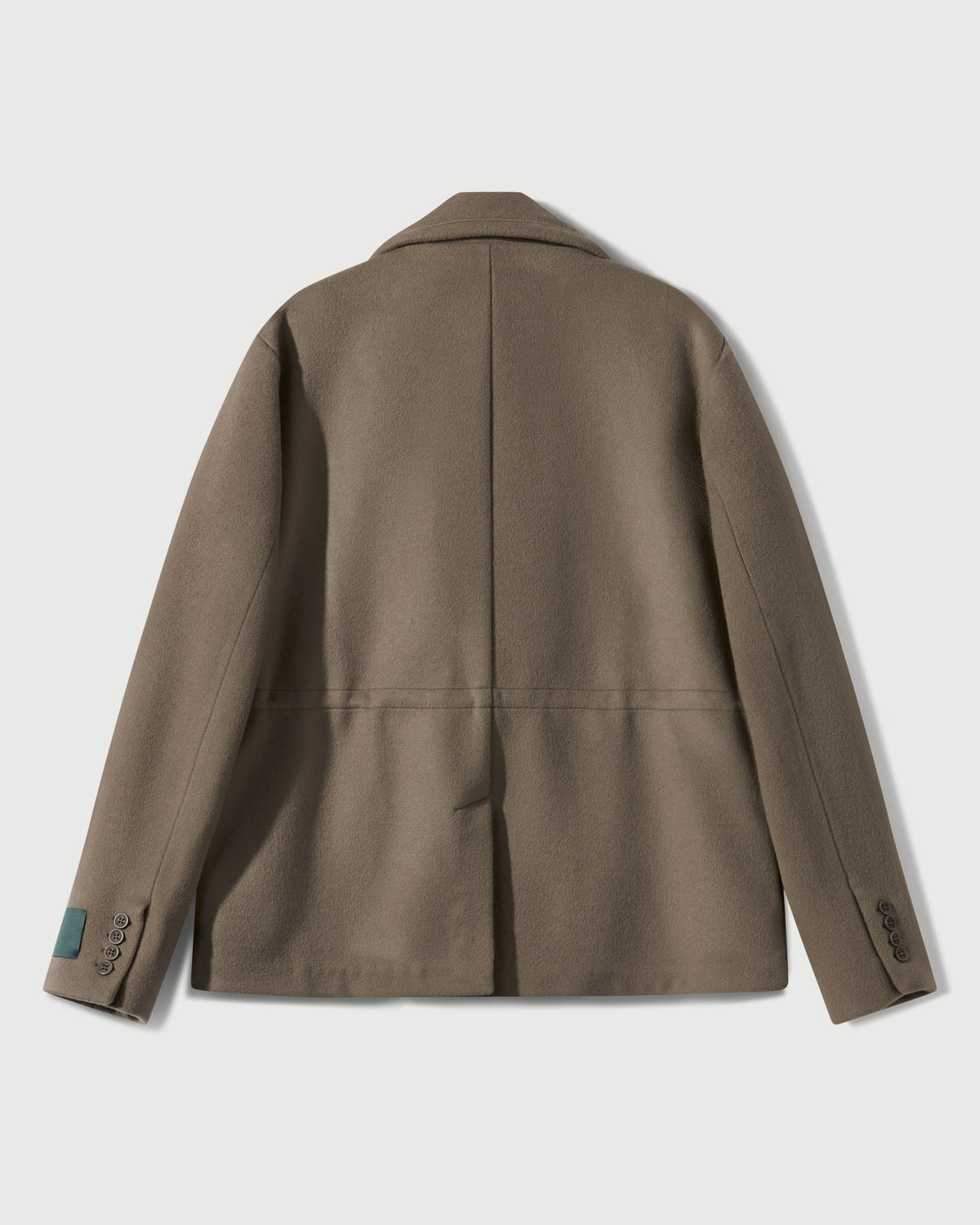 Merino Wool Double Breasted Blazer in Warm Grey