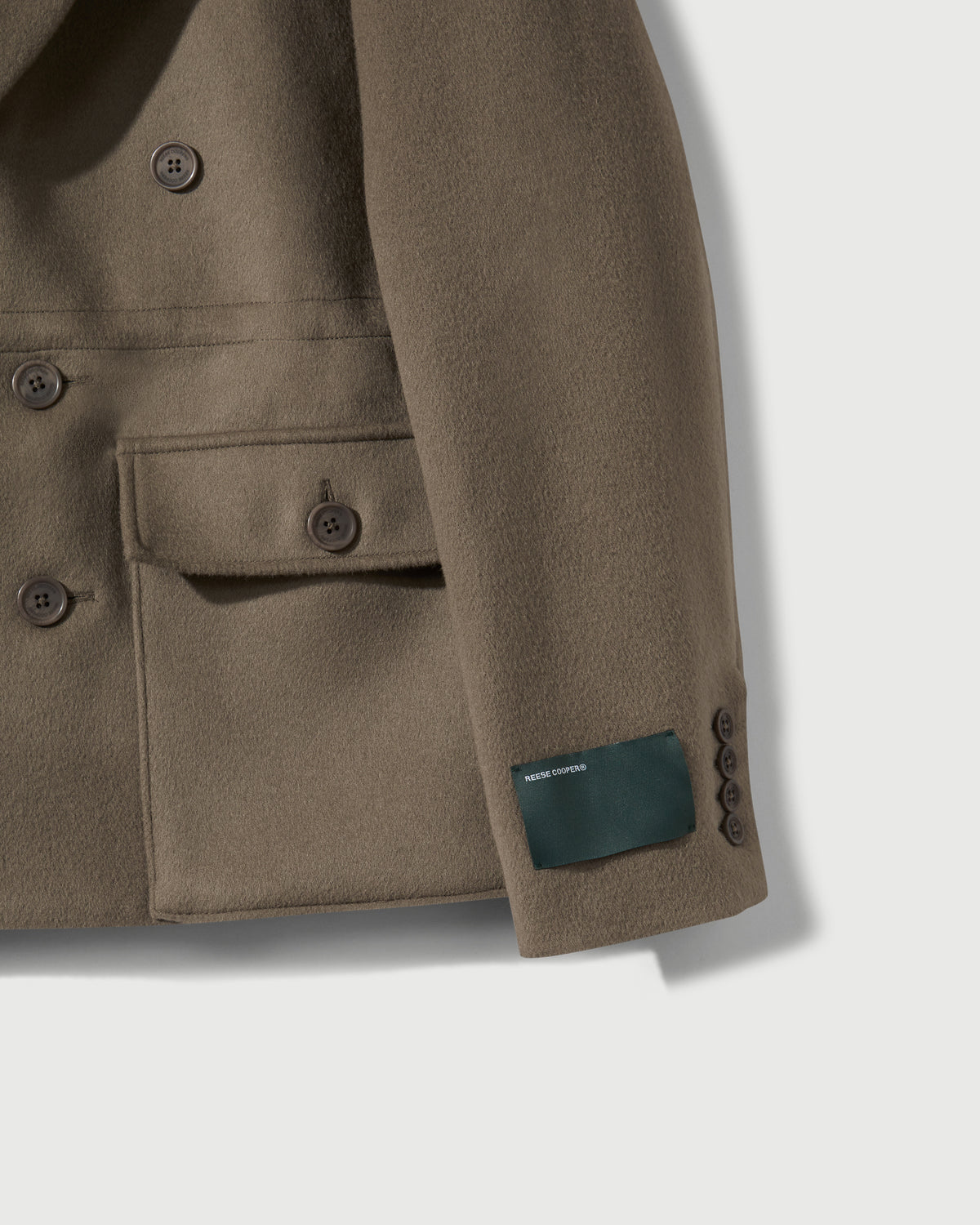 Merino Wool Double Breasted Blazer in Warm Grey