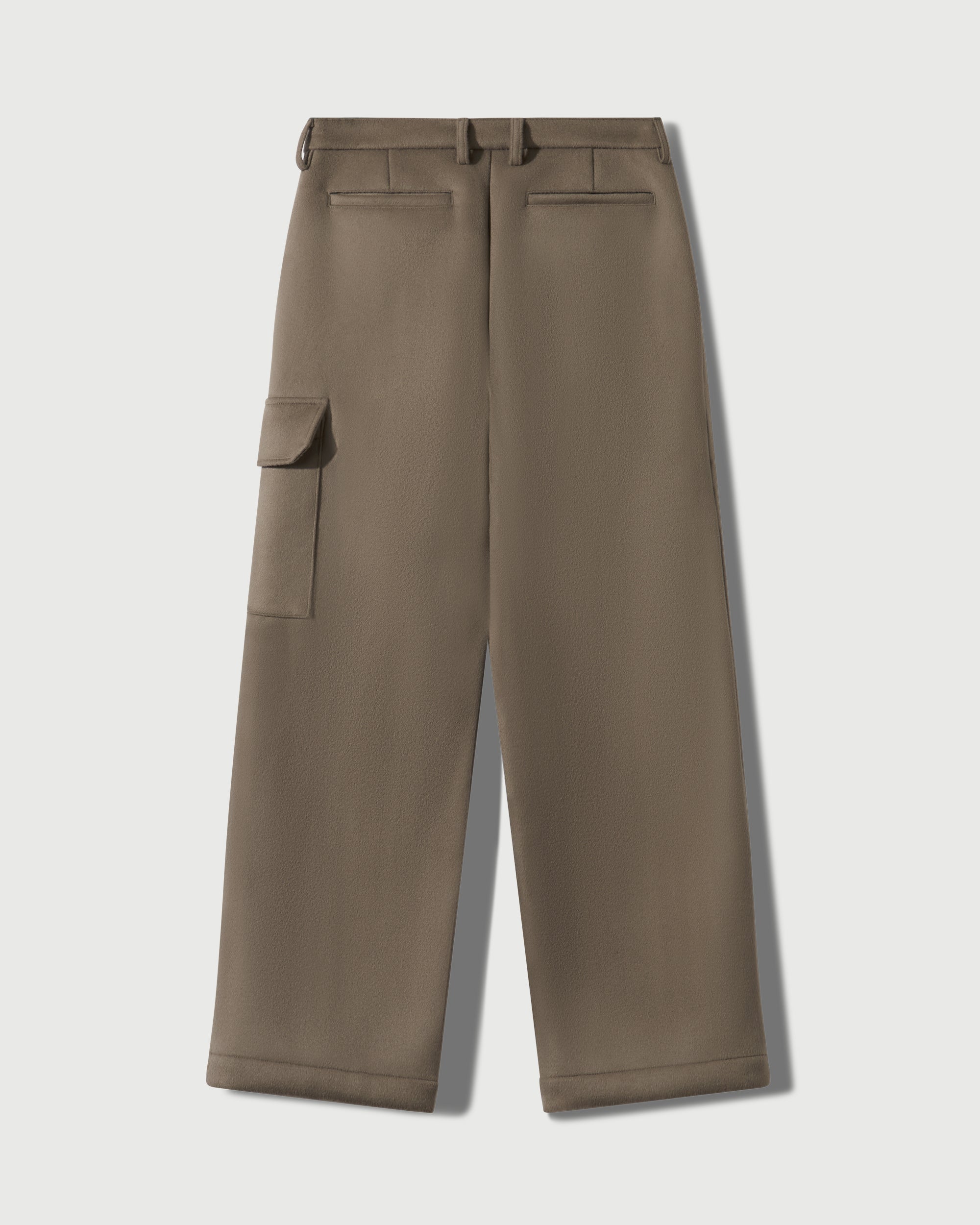 Merino Wool Pleated Cargo Trouser in Warm Grey