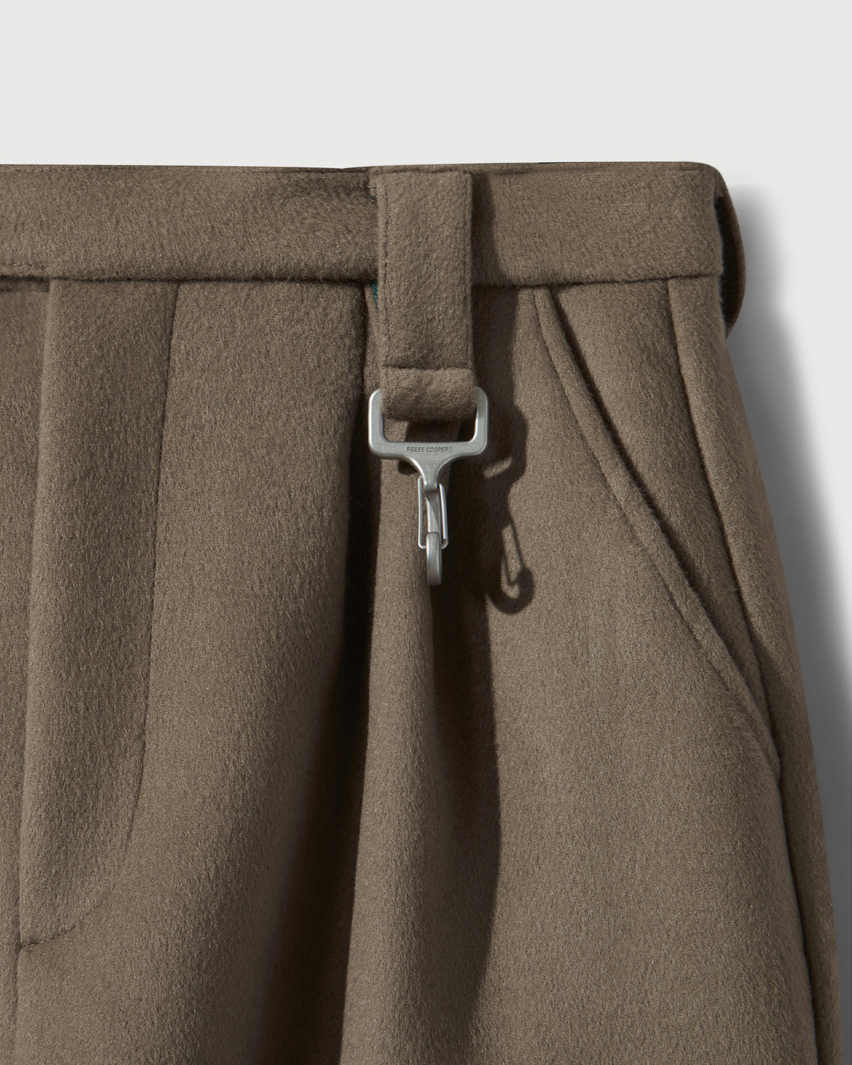 Merino Wool Pleated Cargo Trouser in Warm Grey
