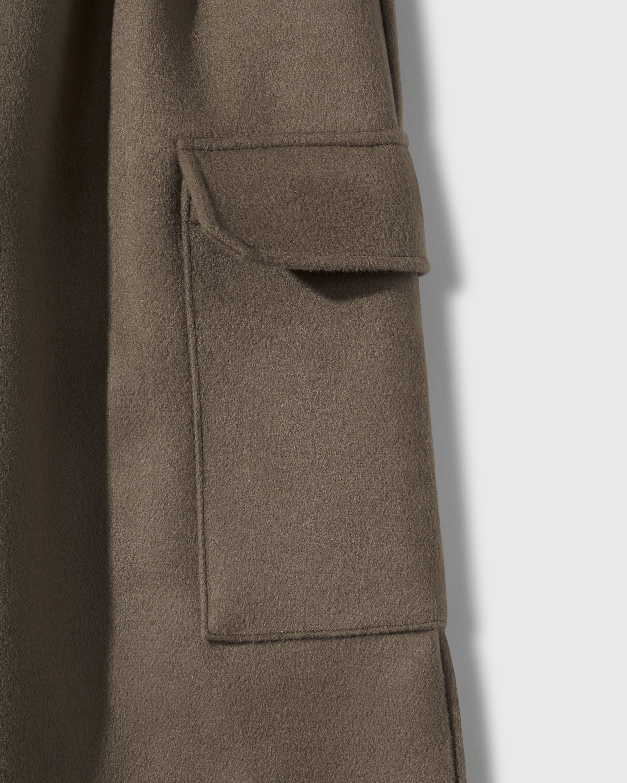 Merino Wool Pleated Cargo Trouser in Warm Grey