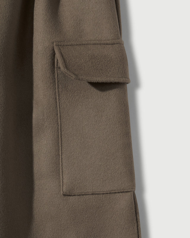 Merino Wool Pleated Cargo Trouser in Warm Grey