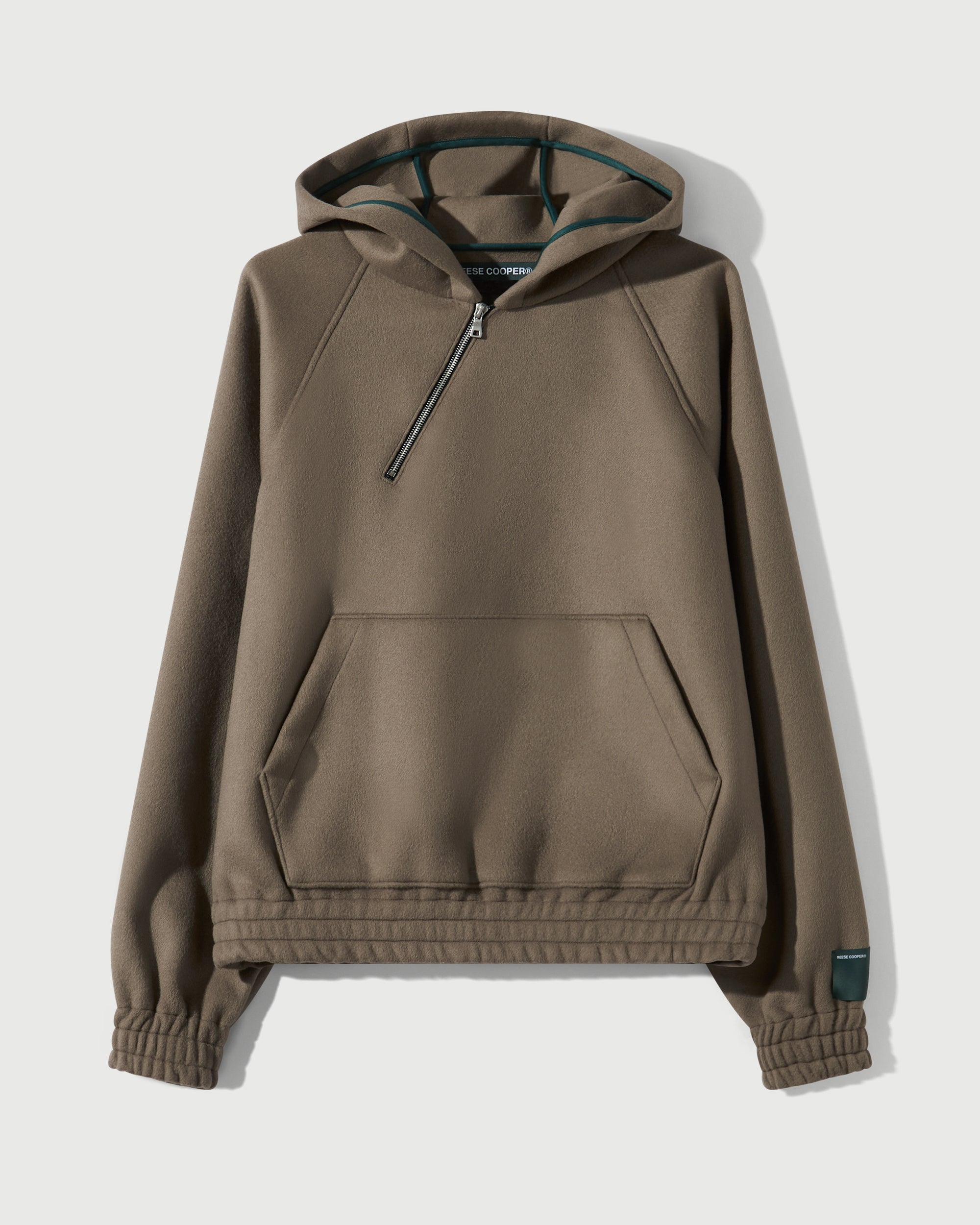 Merino Wool Quarter Zip Hoodie in Warm Grey