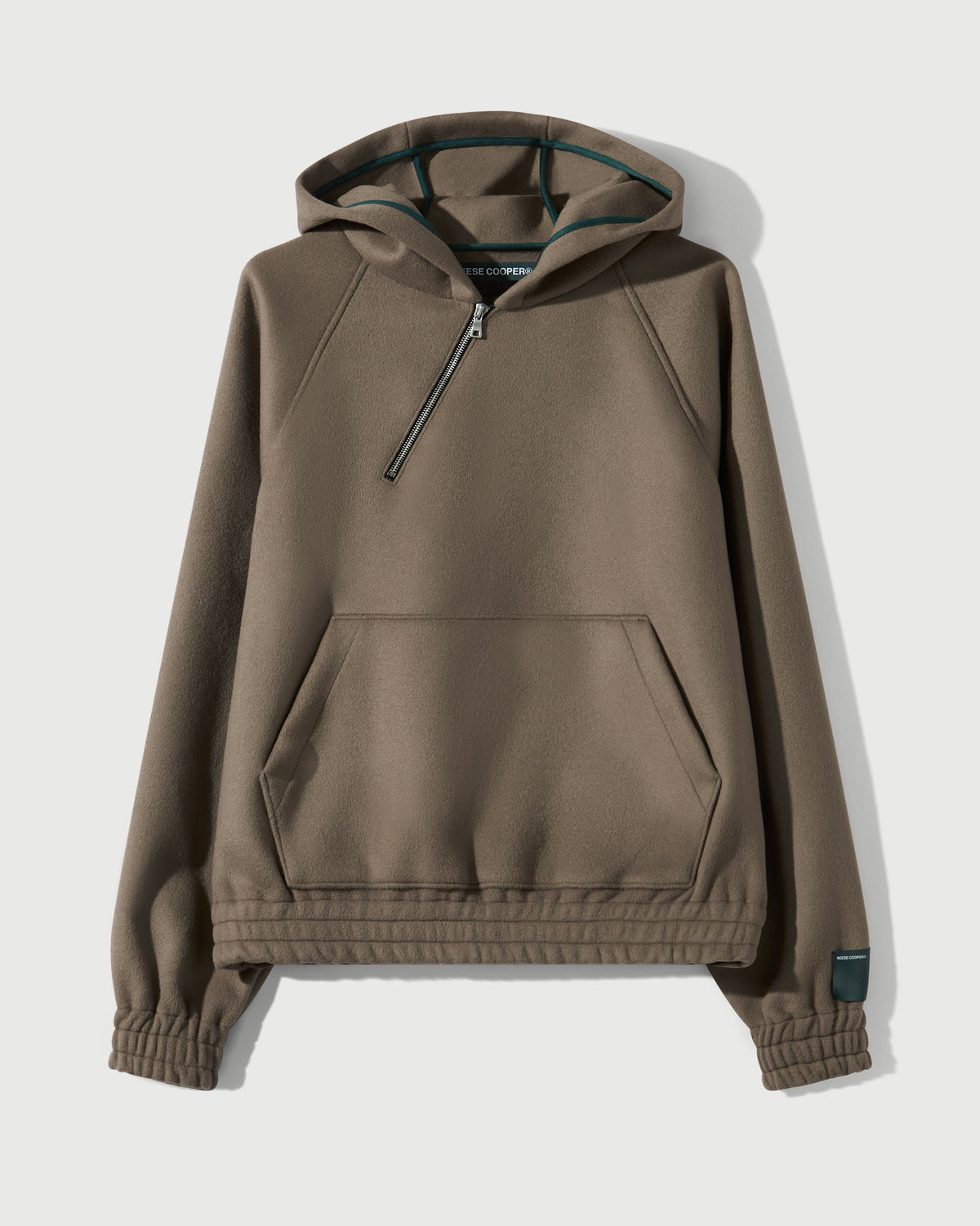 Merino Wool Quarter Zip Hoodie in Warm Grey
