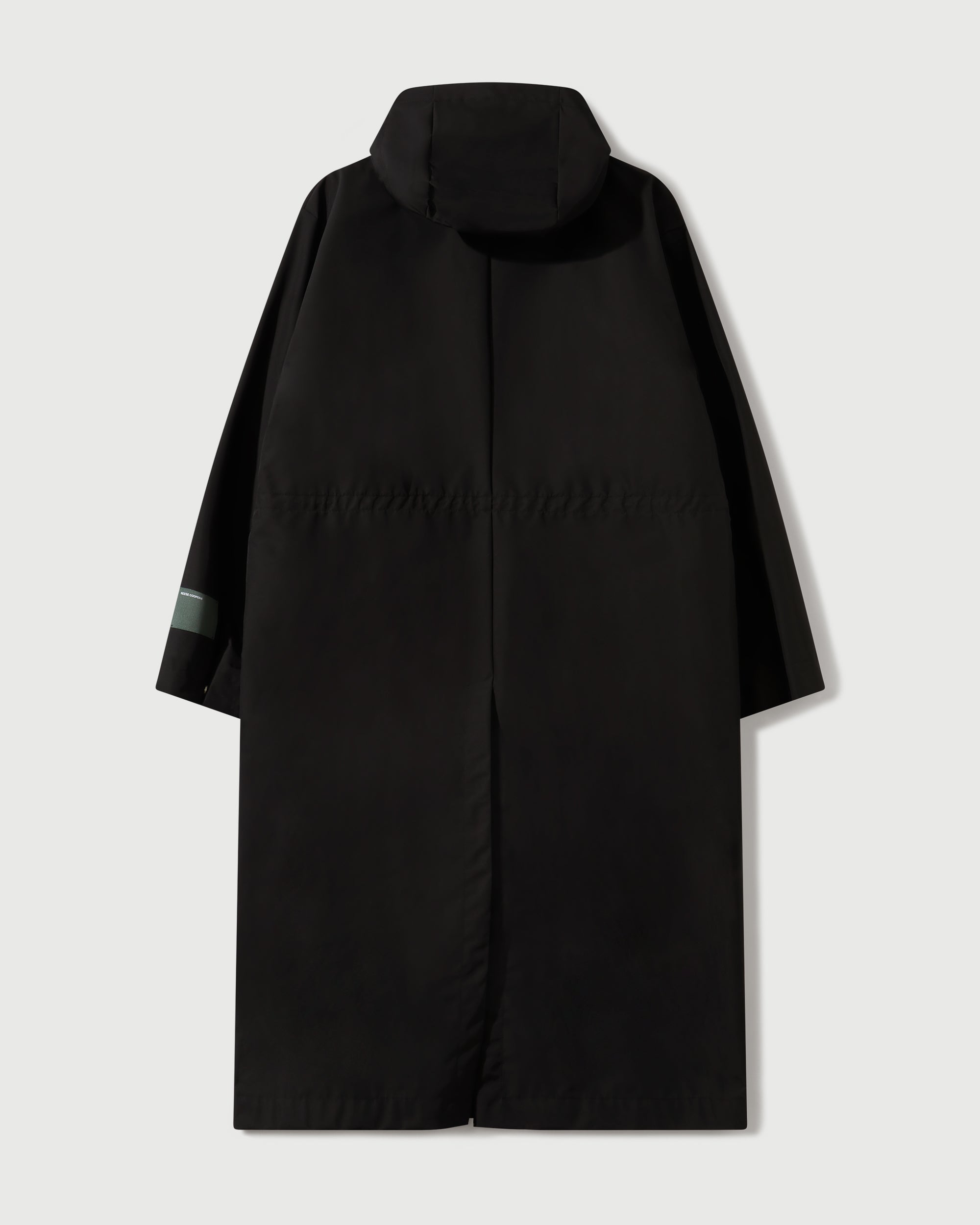 Laminated Nylon Storm Hood Coat in Black