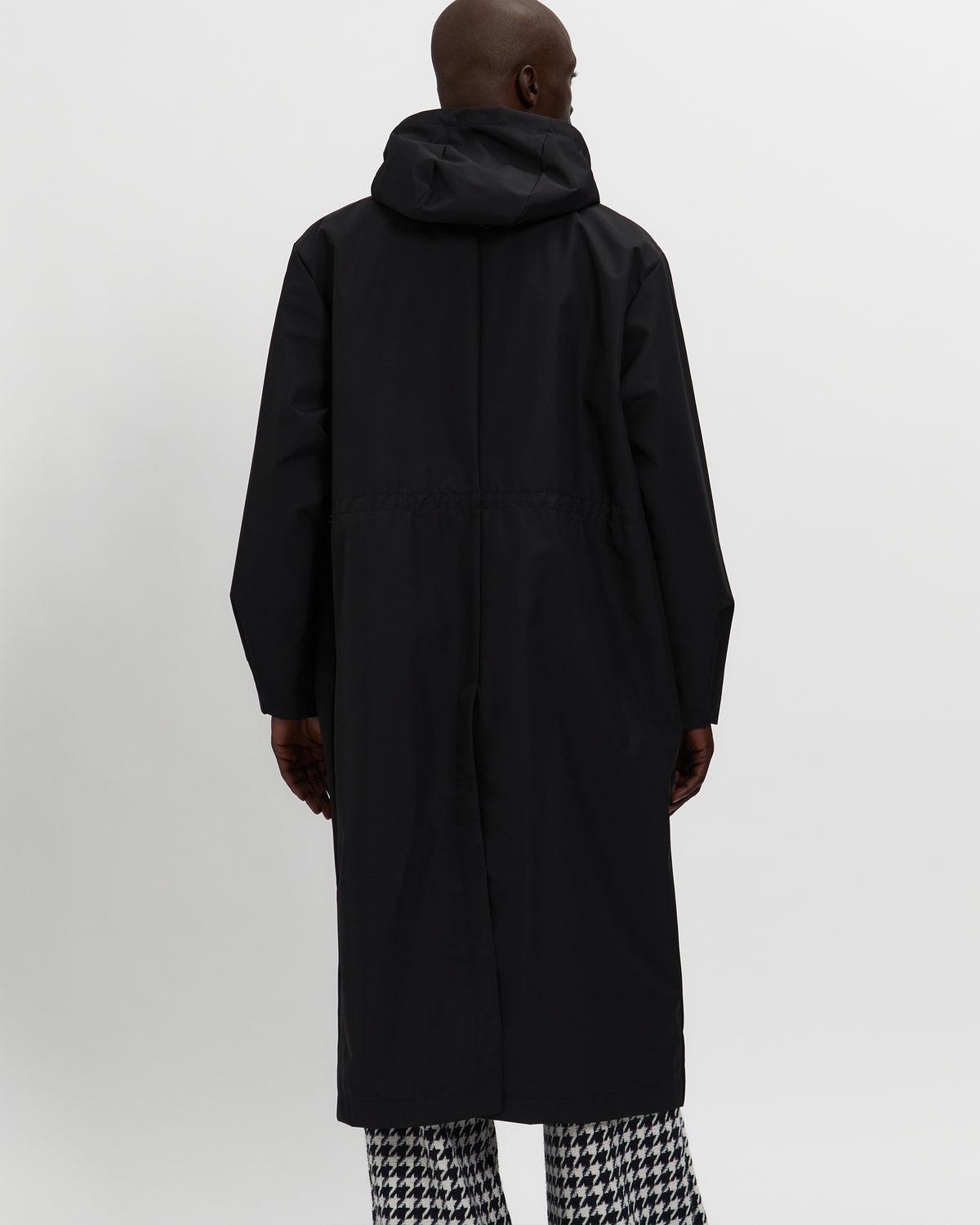 Laminated Nylon Storm Hood Coat in Black