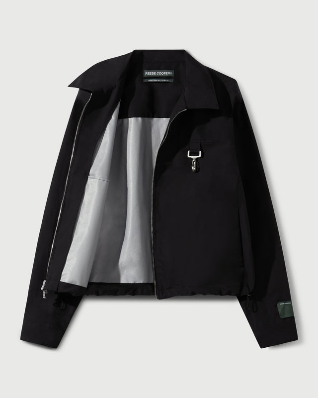 Laminated Nylon Work Jacket in Black