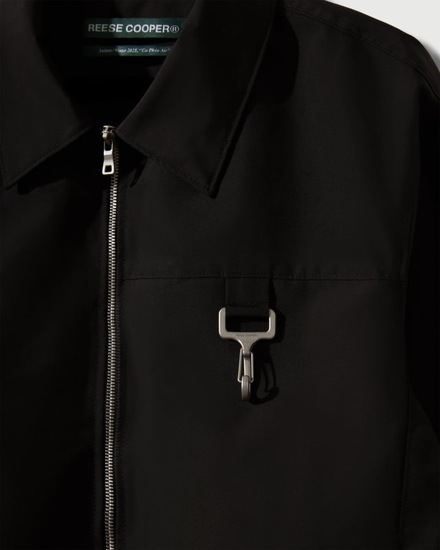 Laminated Nylon Work Jacket in Black