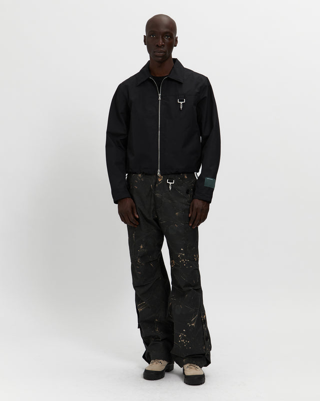Laminated Nylon Work Jacket in Black