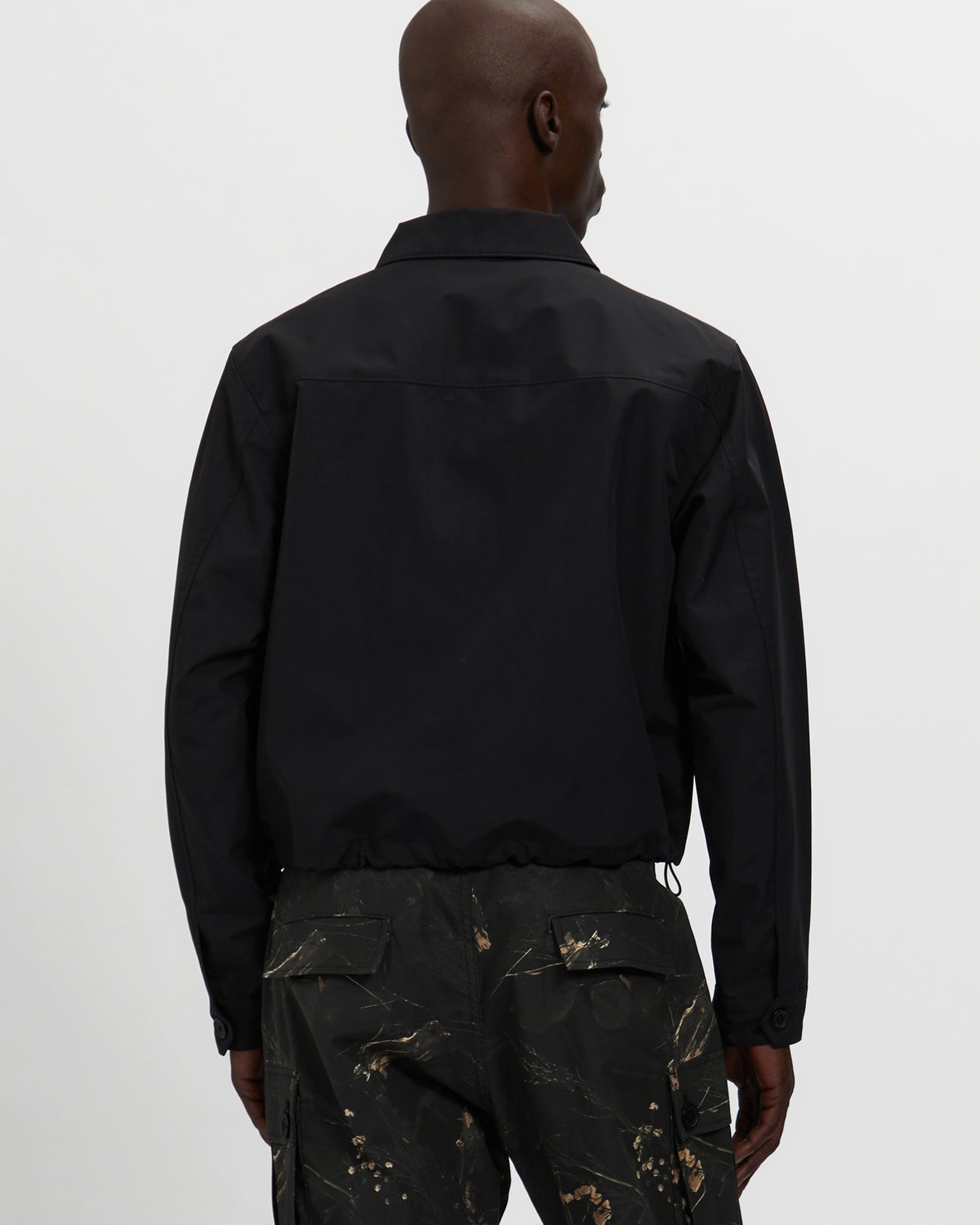 Laminated Nylon Work Jacket in Black