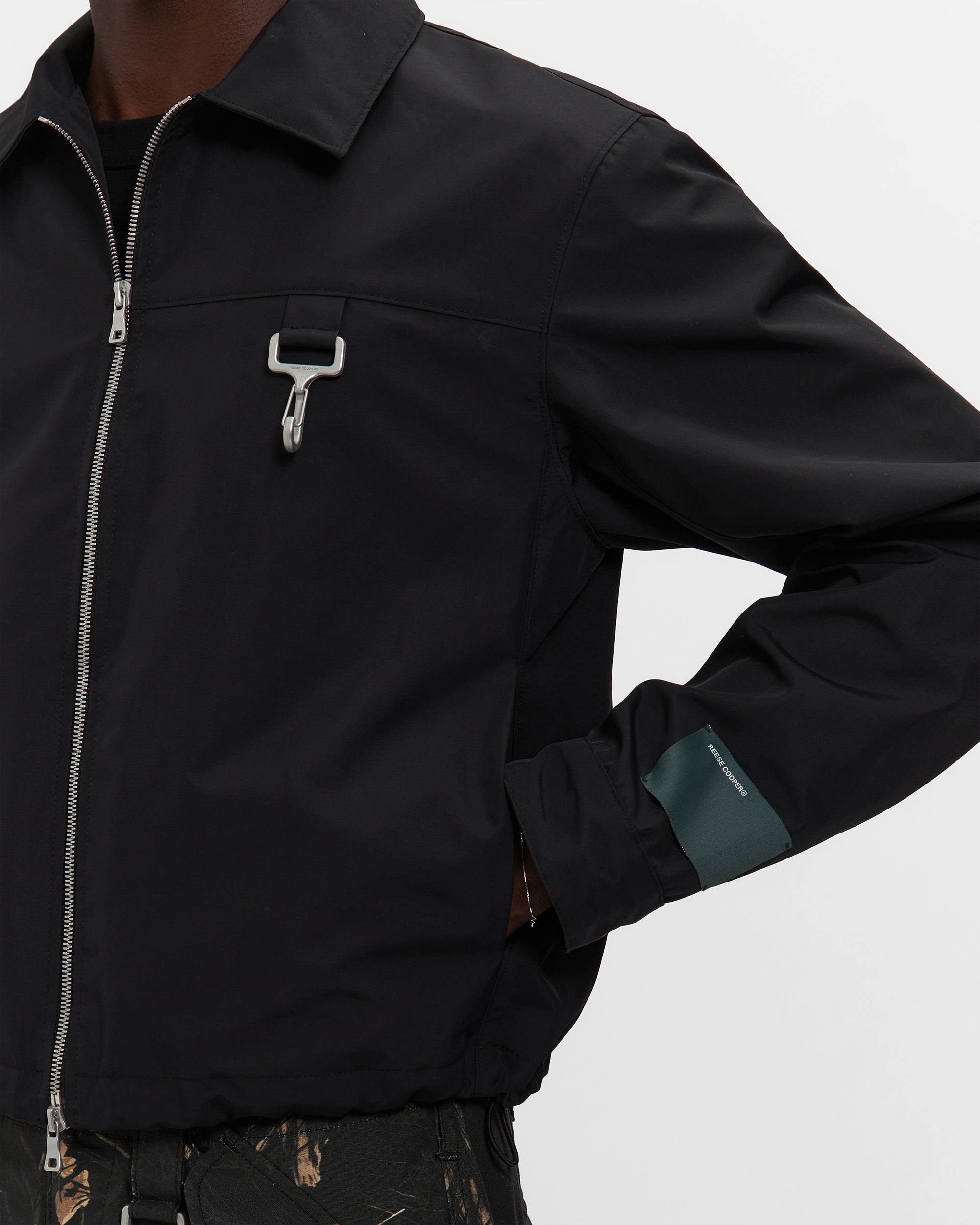 Laminated Nylon Work Jacket in Black