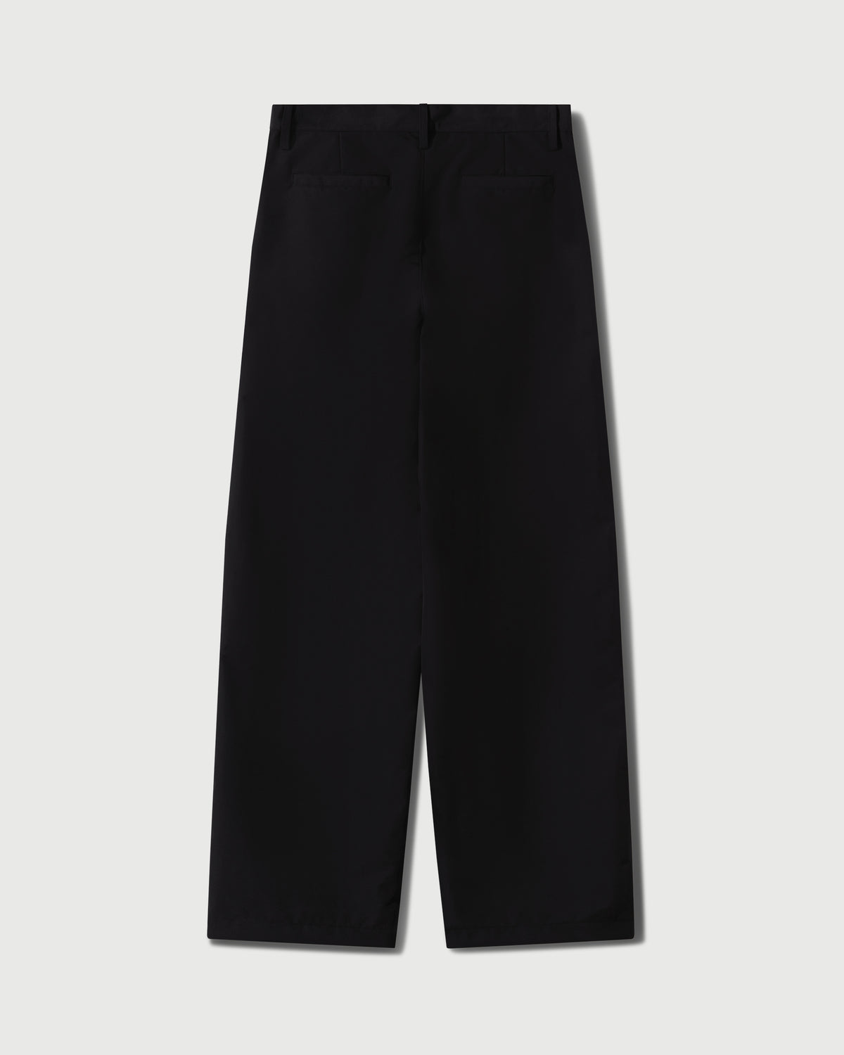 Laminated Nylon Straight Leg Trouser in Black