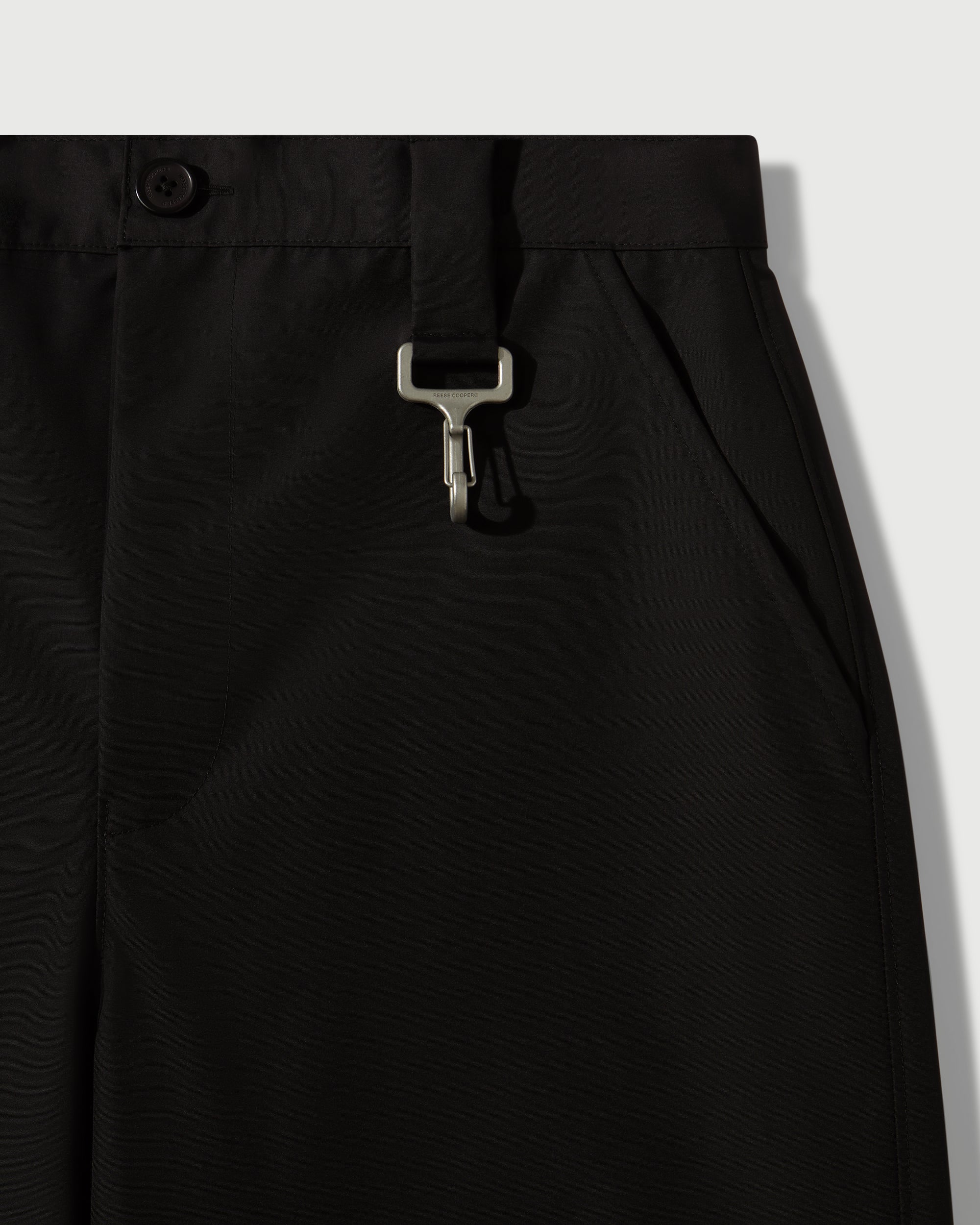 Laminated Nylon Straight Leg Trouser in Black