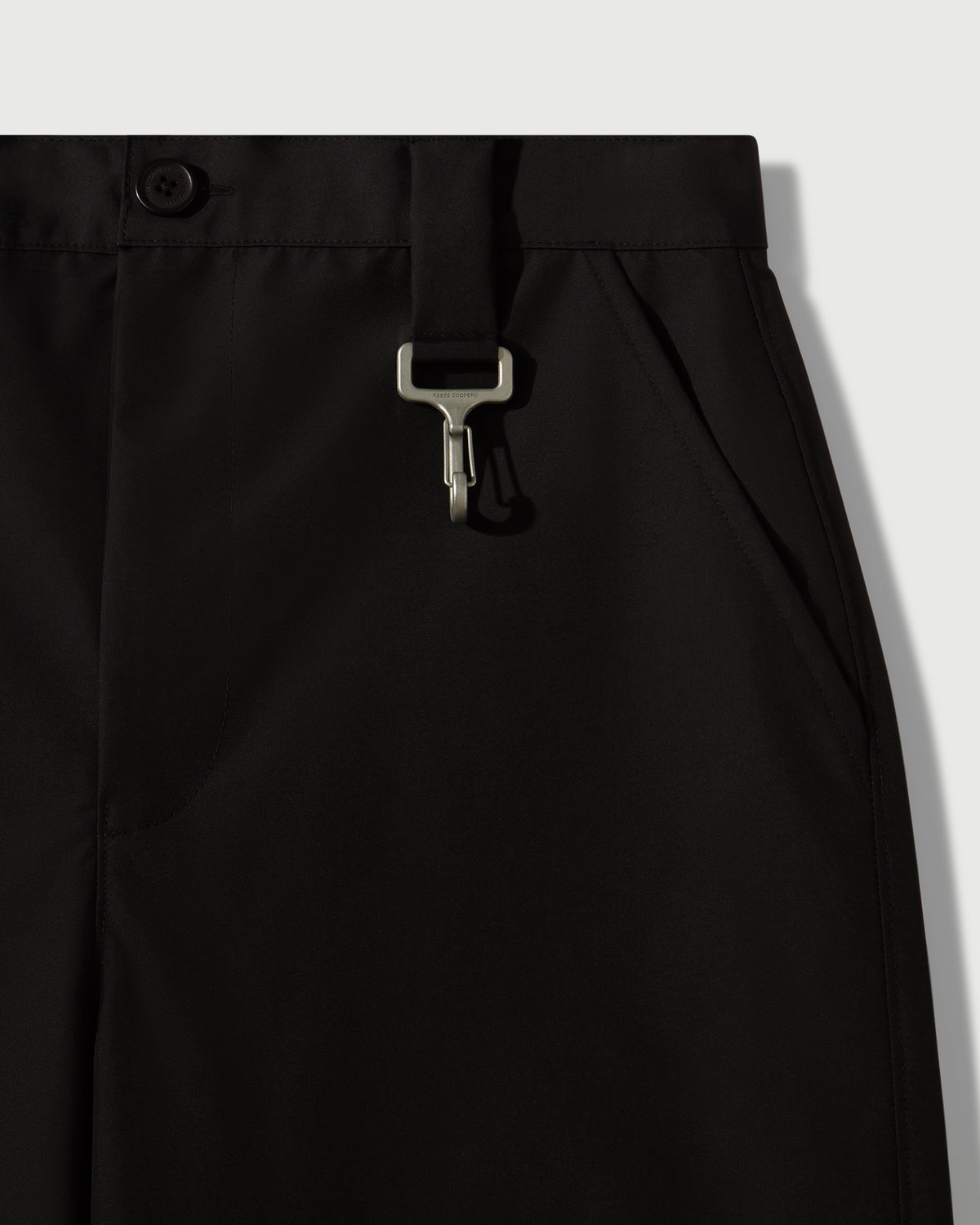 Laminated Nylon Straight Leg Trouser in Black