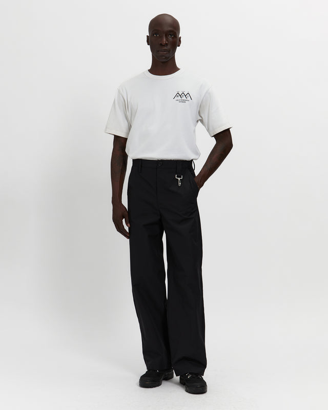 Laminated Nylon Straight Leg Trouser in Black