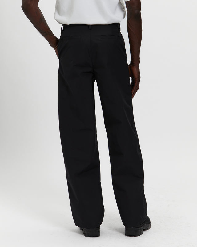 Laminated Nylon Straight Leg Trouser in Black