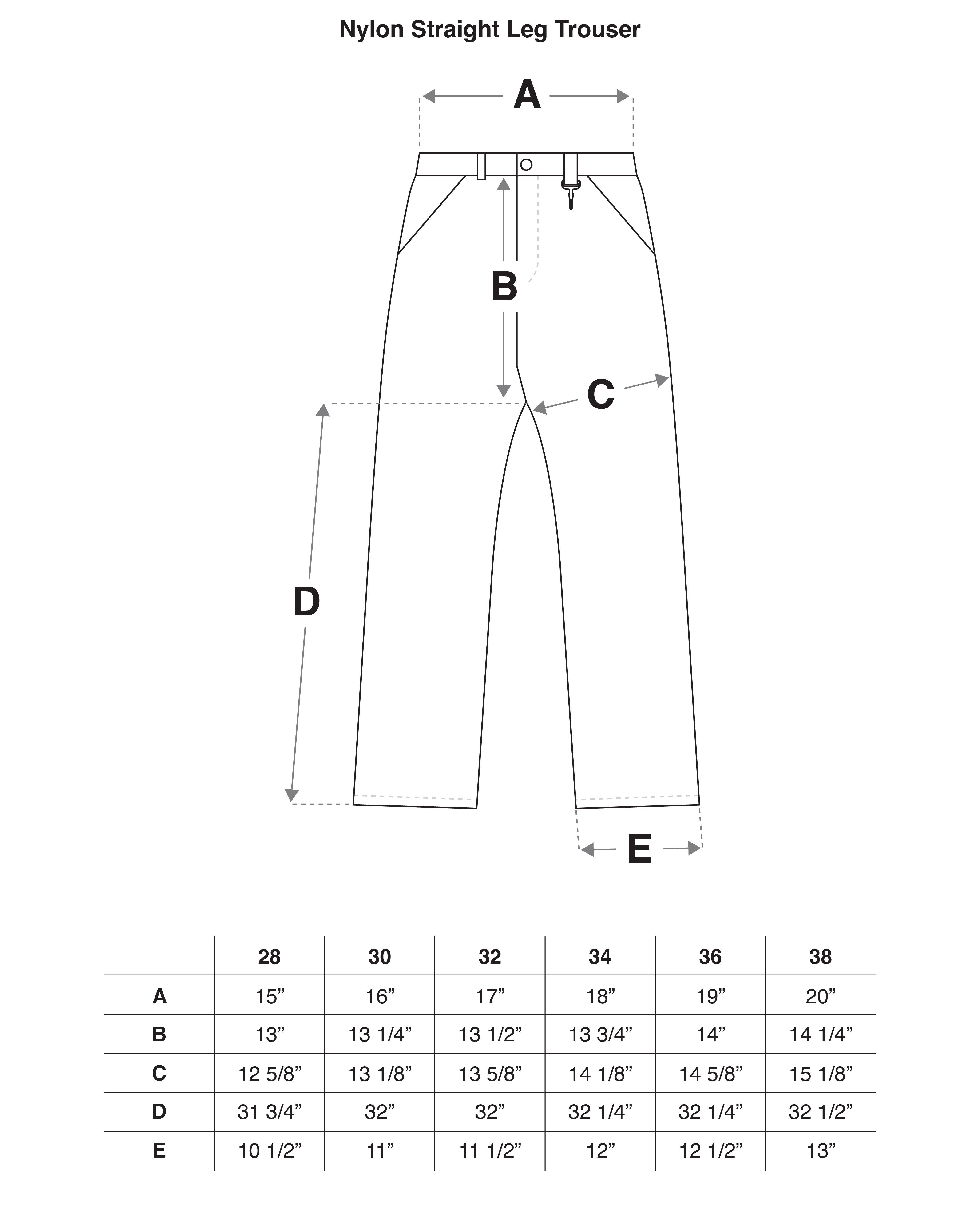 Laminated Nylon Straight Leg Trouser in Black Size Guide